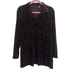 Impression Burnout Animal Print Top XL Brown Mesh Neutral Safari Edgy Retro 80s